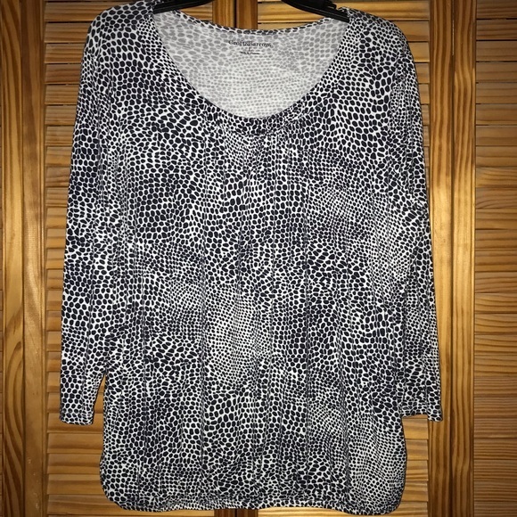 croft & barrow Tops - Croft&Barrow 3/4 Sleeve Black and White‎ Top